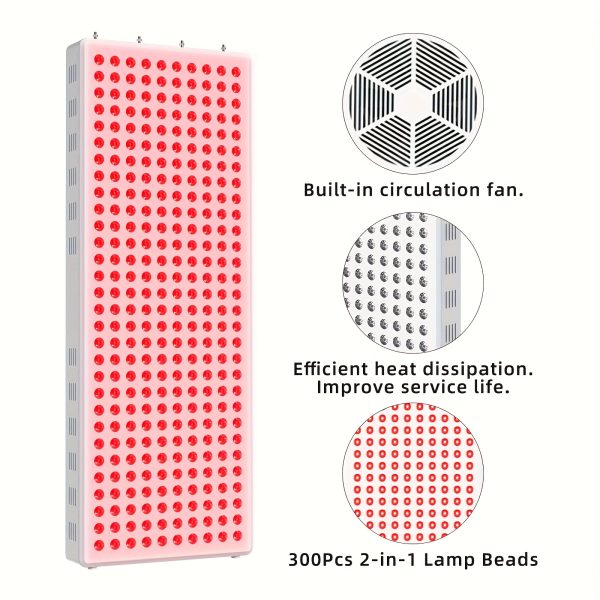 Red Light Relax Panel, 660 Nm 850 Nm, Built-in Timer, 300 LEDs for Sleep Promotion, Physical Fitness, Fatigue Relief And More (White E1500). Perfect for Boys And Girls, Any Holiday, Father's Day Gifts - Image 2