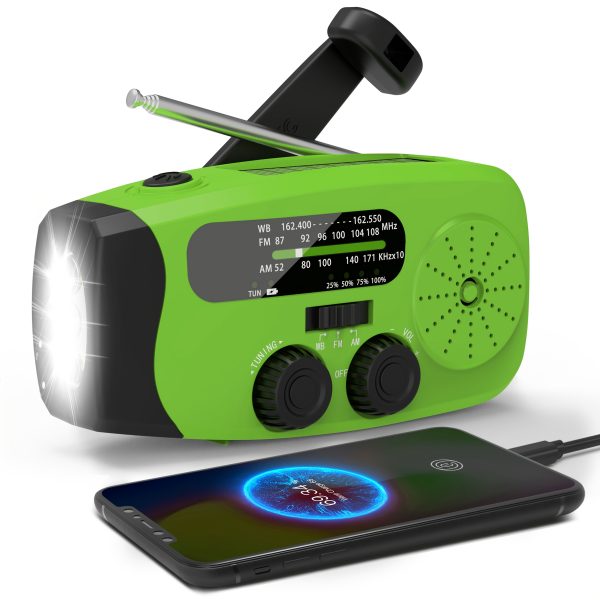 Emergency Radio: Solar-Powered, Power Bank, Hand Crank, AM/FM NOAA Portable Weather Radio, 2000 MAh Mobile Power, USB Charging, Solar, With LED Flashlight, Hurricane - Image 7