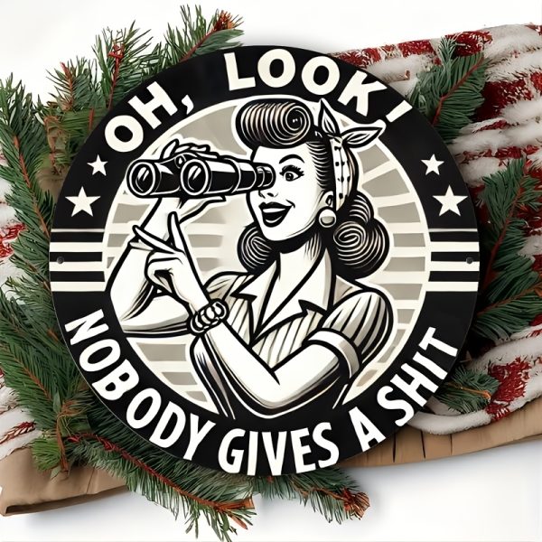 [Humorous Iron Sign] Humorous 8x8 Inch Round Iron Sign, 1pc "Nobody Gives a Shit" Wall Art | Decorative Metal Plaque for Home, Garage, Street, Backyard, Club, Bar, Cafe - Gift Idea - Image 4