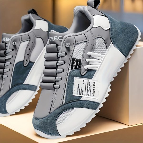 [Trendy Sneakers] Comfortable Plus Size Men's Casual Sneakers | Versatile Trendy Running Shoes with Mesh Ventilation, Olive Green & White Design, Lace-Up Closure for All Seasons, Comfortable Fabric Upper with PVC Sole - Image 6
