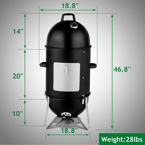 Outdoor BBQ Charcoal Grill & Smoker with Built-in Thermometer, Heavy-Duty Steel Construction, Spacious Cooking Area (31x16x19") - for Backyard, Camping, Patio - Portable Barbecue Pit with Temperature Control - No Electricity Needed - Ideal for Smoking, Grilling, Roasting, Camping Cooker, Compact Design, Robust Design, Home Chefs - Image 9