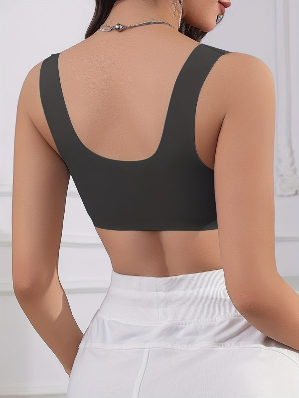 [Wire-Free Bra] Wire-Free Women's Solid Color Front Closure Bra | Shell Pattern Trim, Integrated Wide Shoulder Straps, Non-Removable Pads, 5 Colors to Choose from, Meeting Multi-Environment Four Seasons Wear - Image 6