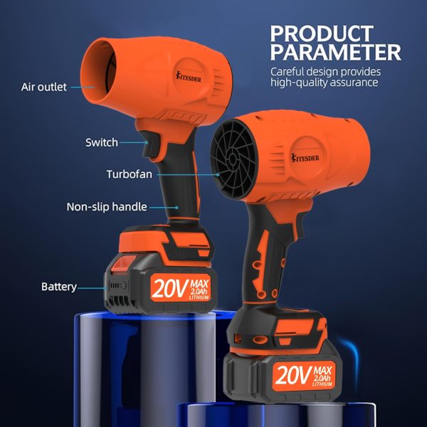 20V Cordless Heavy-Duty Air Dryer, Blower with Fast-Charging - Powerful 1000g Blast, 0-31000 RPM, Dual 2000mAh Batteries, for Indoor/Outdoor, Pet Hair, Snow, Dust, Leaves - Ideal Gift for Home, Garage, Workshop, and Pet Owners, Outdoor Cleaning Tool, Ergonomic Handle Design, Efficient Airflow, Multifunctional Dryer, Workshop Professionals - Image 2