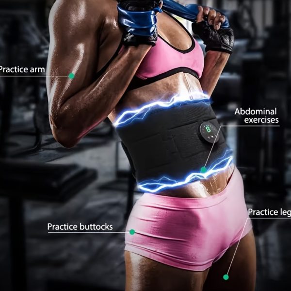 [Upgraded 6 Electrode Pads]EMS Electric Muscle Stimulation Belt - Abdominal & Waist Trainer Fat Burning Device, 6 Smart Massage Modes 20 Intensity Levels, With Moisturizing Spray (Body Sculpting, Home/Gym Use - Image 2