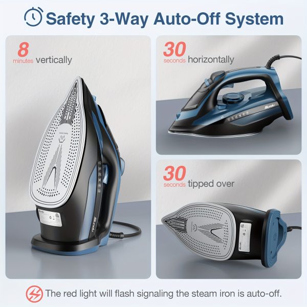 [Steam Iron] Powerful Steam Iron, Stainless Steel Soleplate Iron With Retractable Cord | Auto-off, Anti-Drip, Ironing, Clothes Iron - Image 10