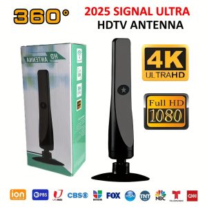 [4K HD TV Antenna] 500-Mile Range 2025 Portable HD Indoor TV Antenna | Supports 4K Ultra HD & Full HD 1080P, Smart TV Enhanced Signal Amplifier, Easy Installation, USB Powered