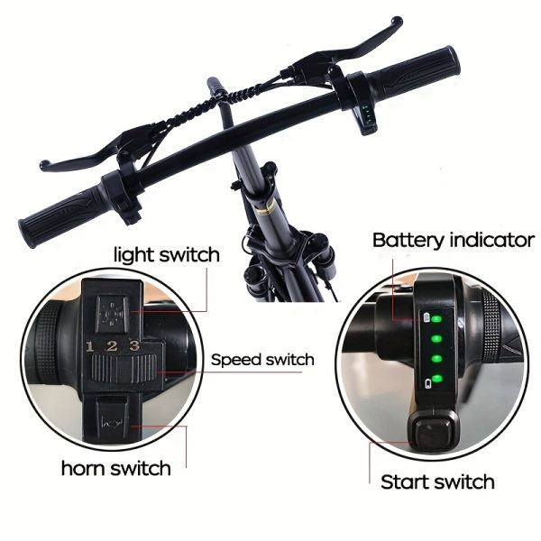 14 Inch Foldable Adult Electric Bicycle, Clearance Dealership, 500w Motor, Maximum Speed Of 20 MPH, 48V 10.4Ah Lithium Battery, 14 Inch Tires, Portable Folding Design, Outdoor Cycling Exercise, Urban Commuting Travel, Detachable Lithium Battery - Image 11