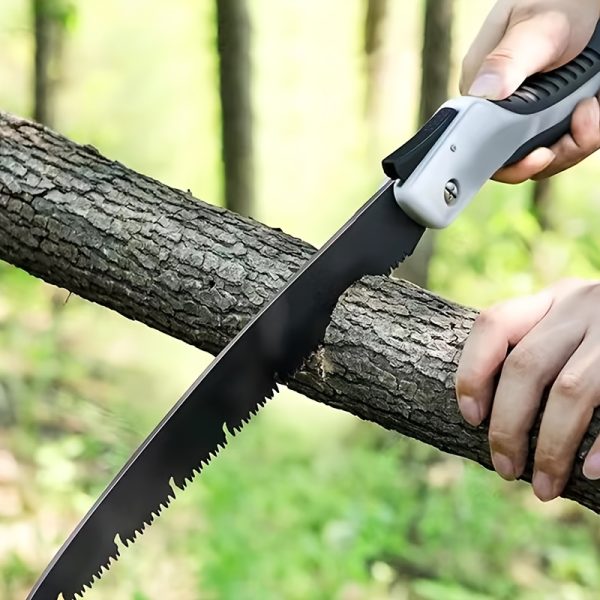 3pcs-Heavy Duty 25" Extra Long Blade Folding Hand Saw - SK-5 Steel Hard Teeth for Wood & Dry Pruning, Camping, Gardening - Keychain Hole, Ergonomic Non-Slip Handle, Portable Folding Design, Camping Essentials, Ergonomic Grip, Sharp Cutting Tool - Image 3