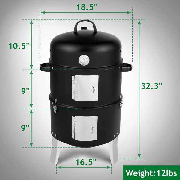 Outdoor BBQ Charcoal Grill & Smoker with Built-in Thermometer, Heavy-Duty Steel Construction, Spacious Cooking Area (31x16x19") - for Backyard, Camping, Patio - Portable Barbecue Pit with Temperature Control - No Electricity Needed - Ideal for Smoking, Grilling, Roasting, Camping Cooker, Compact Design, Robust Design, Home Chefs - Image 8