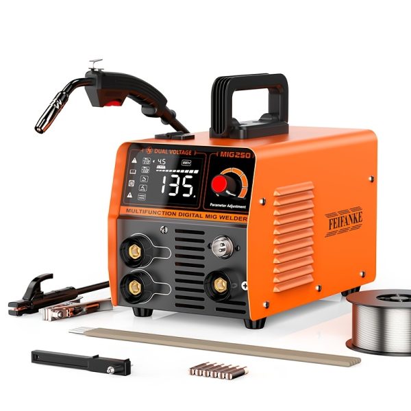 FEIFANKE MIG135 Heavy-Duty Commercial/Industrial Welding Machine - 110V/220V Dual Voltage, 120A DC Welder with Gasless MIG, Lift TIG, MMA/ARC, Flux Core - Compact Welder for Carbon & Stainless Steel, Workshop, Construction, Farm, DIY - with Electrical Holder & Wiring Harnesses, Metal Fabrication, Portable Design, Durable Build, Industrial Workers - Image 7
