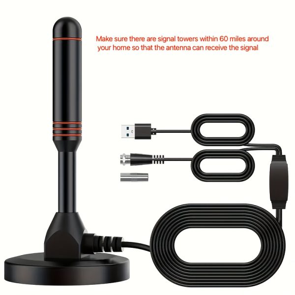 2025 Smart Indoor TV Antenna with 360° Rotating Magnetic Base – Long Distance Reception, Cable-Free Installation for Clear Local Channels, Sleek Black Design, High-Quality Connectivity for Flat Screen & Analog TVs, Cablefree Viewing | Modern Antenna Design | Durable Antenna, Antenna for Tv - Image 2