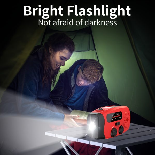 Emergency Radio: Solar-Powered, Power Bank, Hand Crank, AM/FM NOAA Portable Weather Radio, 2000 MAh Mobile Power, USB Charging, Solar, With LED Flashlight, Hurricane - Image 9