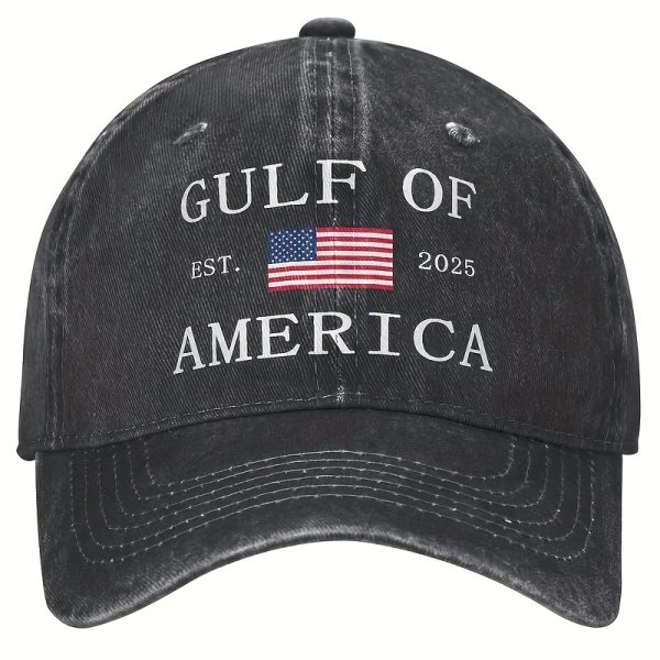 2/1 Pack Gulf Of America Patriotic Trucker Hat - Adjustable Baseball Cap For Men & Women, Vintage Style With Geometric Design, Black With Red & White Accents, Casual Leisure Wear - Image 3