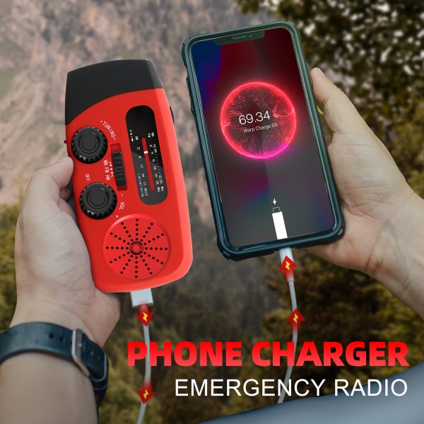 Emergency Radio: Solar-Powered, Power Bank, Hand Crank, AM/FM NOAA Portable Weather Radio, 2000 MAh Mobile Power, USB Charging, Solar, With LED Flashlight, Hurricane - Image 5