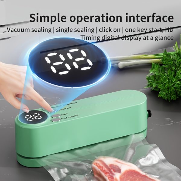 [Automatic Food Sealer] 1pc Automatic Food Sealer - Multi-Functional, Portable Wireless Vacuum Sealer - Compact & Easy-to-Use Design, Long-Term Food Preservation, External Suction & Inflation, Ideal for Kitchen & Outdoor Picnics - Image 8