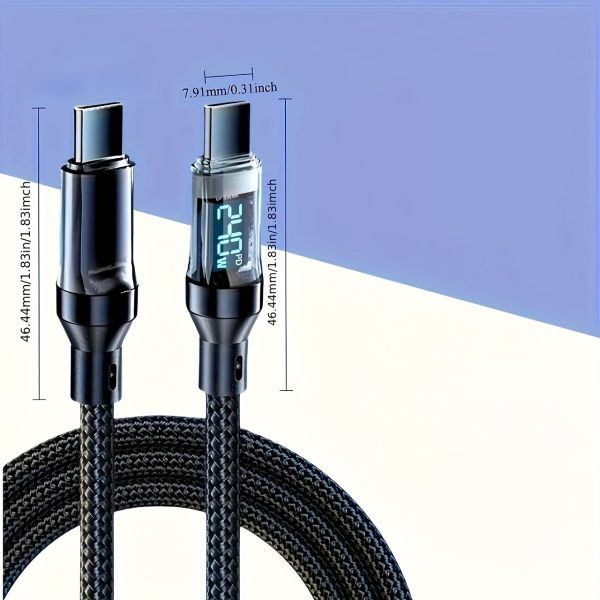 [Fast Charging Cable] PD240W 5A USB C Type-C Super Fast Charging Cable with LED Real-Time Display, Nylon Braided Data Cord for iPhone 16/15, Samsung, Xiaomi Redmi, OnePlus OPPO - Image 2