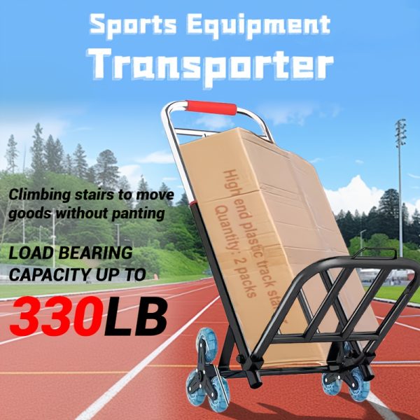 1pc Folding Trolley, with Wheel Design, Is Convenient for Climbing Stairs. It Is A Portable Aluminum Trolley with A Telescopic Handle And Rubber Wheels, Suitable for Moving, Shopping, Traveling And Office Use