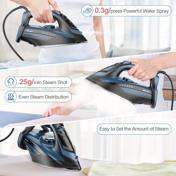 [Steam Iron] Powerful Steam Iron, Stainless Steel Soleplate Iron With Retractable Cord | Auto-off, Anti-Drip, Ironing, Clothes Iron - Image 5
