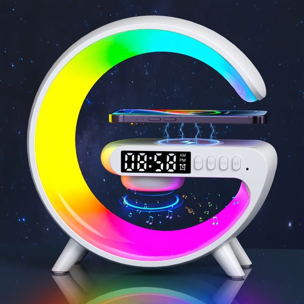 [Wireless SoundMaster] Wireless SoundMaster | Portable Speaker With Fast Wireless Charging, Rhythm RGB Light Show, Sunrise Alarm Clock, Bedroom Wake-up Light, Dimming Desk Lamp, And Bedside Companion - Image 4