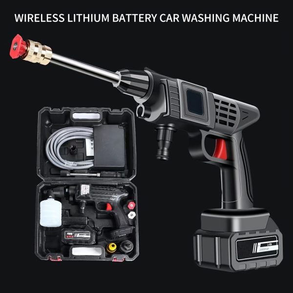 High-Pressure Wireless Car Wash Kit with 5m Long Tube - Rechargeable High-Power Battery, Adjustable Spray Nozzle, Tool Box Included - Ideal for Outdoor & Vehicle Cleaning, Car Wash Accessories - Image 2