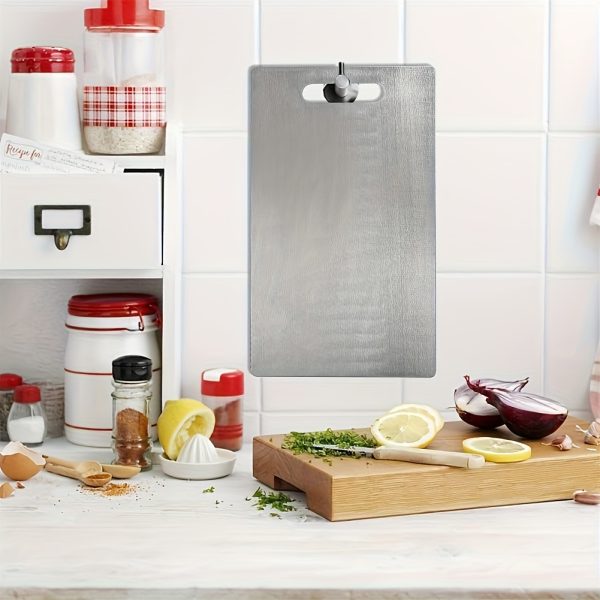 Stainless Steel Cutting Board - Easy to Clean, Dual-Sided Use, Durable, Suitable for All Kitchen Tasks, Food-Safe, Perfect for Chopping, Slicing, and Preparing Meats, Essential Kitchen Essential | Food Prep | Durable Kitchenware Can Hold Approximately 8 Tomatoes - Image 2