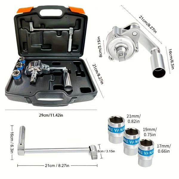 Torque Wrench Lug Nut Removal Tool 1:16 Torque Multiplier 320N. M Labour-Saving 1/2 Drive Lug Nut Removal Wrench Tyre Replacement Kit with 17mm/19mm/21mm Socket for Most Vehicles., Best for Christmas - Image 3