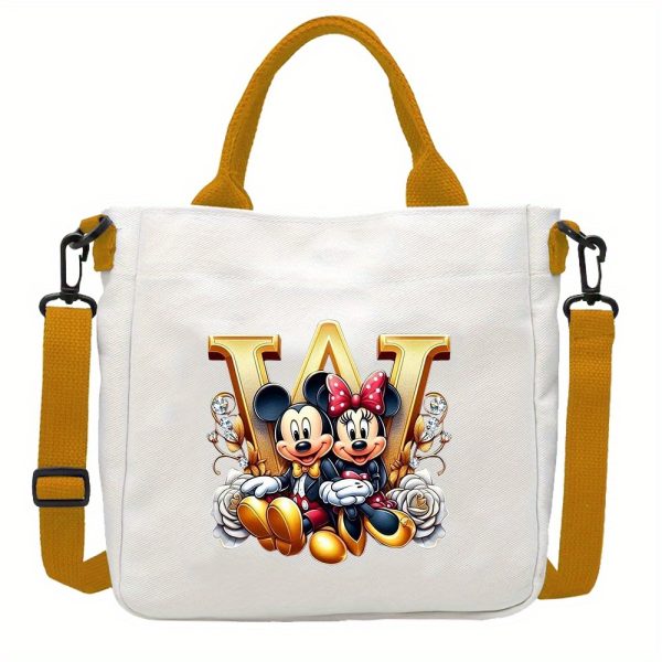 [DISNEY Crossbody Bag] DISNEY Large Capacity Crossbody Bag | White with Golden Lettering, Yellow Adjustable Strap, Durable Commuter & Travel Shoulder Bag for Women, Perfect Birthday Gift, Playful Design, Goldtoned Lettering, Mickey & Minnie Mouse - Image 28