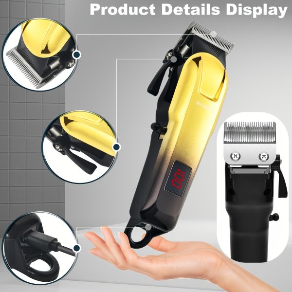 3pcs/se 1pc/sett Men's Professional Golden Hair Clipper & Trimmer Set - USB Rechargeable Hair Cutting Kit with LCD Display Including Electric Shaver, T-Blade Trimmer, 8 Limit Combs, 3 USB Cables, 3 Cleaning Brushes & Combs - The Ideal Gift - Image 13