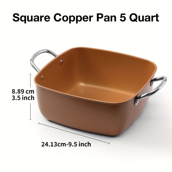 4pcs Fryer Set - Deep Square Pan, Fry Basket, Steamer Tray, saucepan lid- Dishwasher & Oven Safe, High Temperature Resistant Easy Clean Skillets, Restaurant Frying pan - Image 2