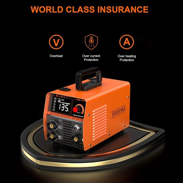 FEIFANKE MIG135 Heavy-Duty Commercial/Industrial Welding Machine - 110V/220V Dual Voltage, 120A DC Welder with Gasless MIG, Lift TIG, MMA/ARC, Flux Core - Compact Welder for Carbon & Stainless Steel, Workshop, Construction, Farm, DIY - with Electrical Holder & Wiring Harnesses, Metal Fabrication, Portable Design, Durable Build, Industrial Workers - Image 3