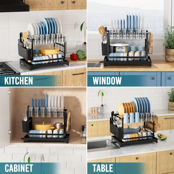2 Tier Dish Drying Rack For Kitchen Counter - Image 2