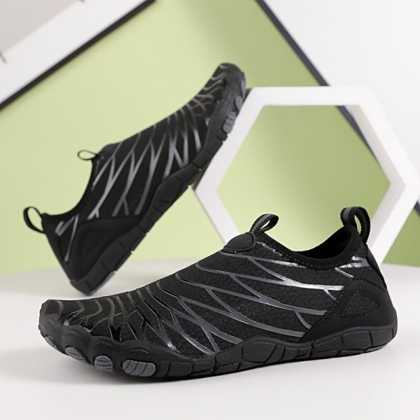 [Water Shoes] Unisex Breathable Slip-On Water Shoes - Lightweight Quick-Dry Mesh Upper & Rubber Sole, Striped Design for Hiking, Running, Travel, Daily Wear - Modern Unisex Casual Sneakers, Water Sports Footwear, Sleek Shoe Design, EVA Comfort Insole - Image 4