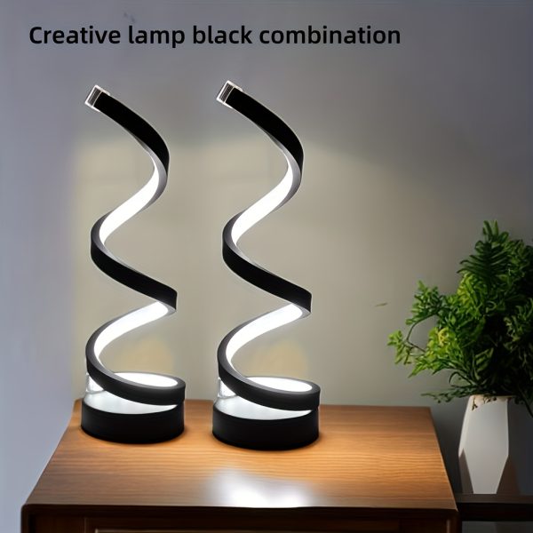 Bedside Table Lamp for Bedroom - 2/1 Pack Touch Lamp USB C Charging Ports, 3 Way Dimmable Modern Minimalist Dimmable Spiral Table Lamp for Living Room, Desk, LED Bulb Included (Black/White) - Image 7