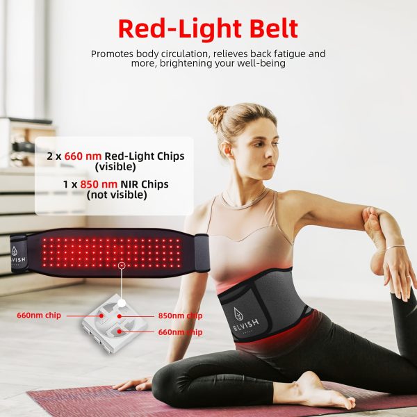 ELVISH Red Light Therapy Belt, 660 Nm 850 Nm, Upgraded 3 In 1 LED Beads, Relieves Muscle And Back Fatigue Red Light Therapy Belt With Clockwork Timer Remote Control, Suitable For Both Men And Women, Perfect For Holiday Gifts! - Image 2
