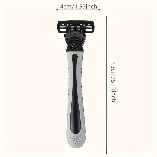 Men's 6-Layer Manual Razor Set with Non-Slip Metal Handle, Multiple Replacement Blades - Ideal for Beard and Mustache Trimming, Men's Grooming Kit|Sleek Razor Design|Durable Shaver Set, Beard Grooming Kit - Image 7
