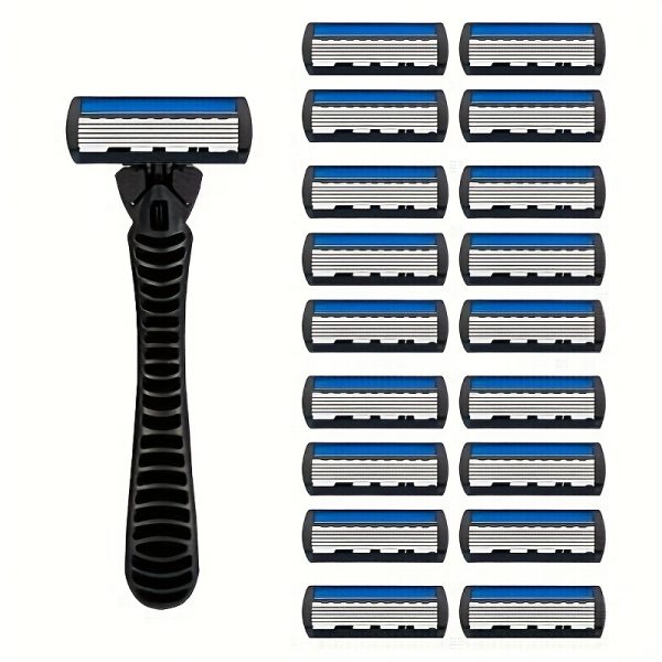 Men's 6-Layer Manual Razor Set with Non-Slip Metal Handle, Multiple Replacement Blades - Ideal for Beard and Mustache Trimming, Men's Grooming Kit|Sleek Razor Design|Durable Shaver Set, Beard Grooming Kit - Image 15