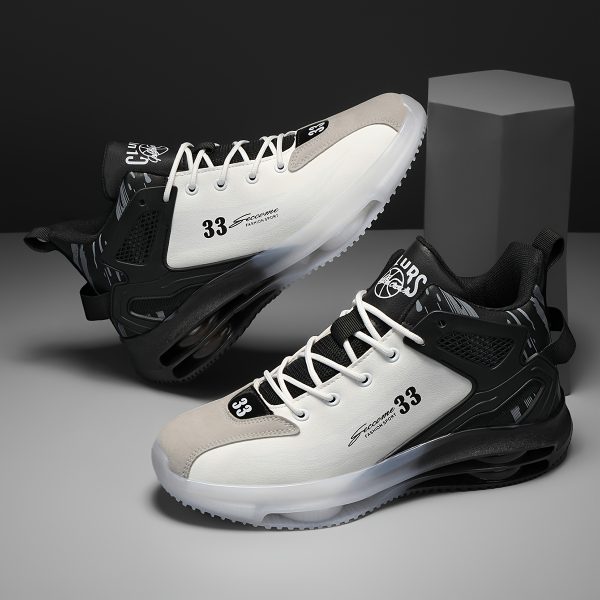 [Lightweight Sneakers] Lightweight Men's Sneakers | Low-Top Lace-Up Design - Cushioned Midsole - Non-Slip Rubber Outsole - PU Upper - Black - for Casual & Formal Events, Gym Footwear, Sporty Look, Breathable Lining, Versatile Footwear, Fitness Enthusiasts, Durable Construction, Training Footwear - Image 5