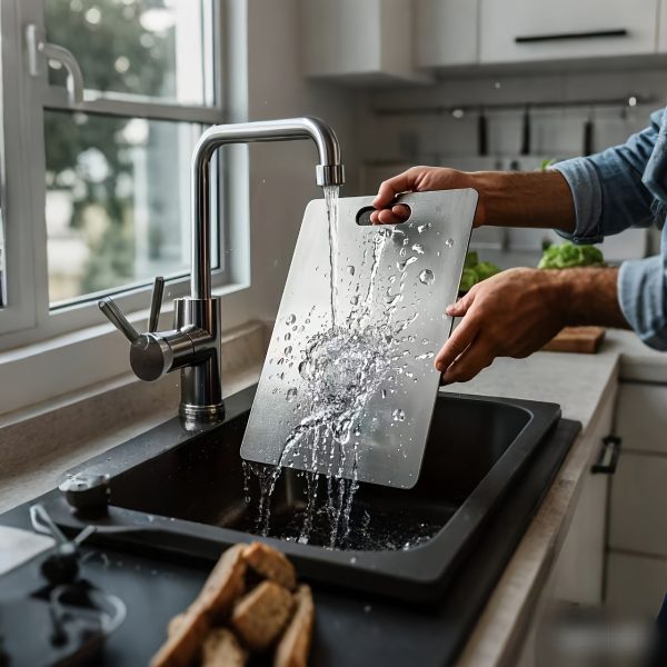 Stainless Steel Cutting Board - Easy to Clean, Dual-Sided Use, Durable, Suitable for All Kitchen Tasks, Food-Safe, Perfect for Chopping, Slicing, and Preparing Meats, Essential Kitchen Essential | Food Prep | Durable Kitchenware Can Hold Approximately 8 Tomatoes - Image 5