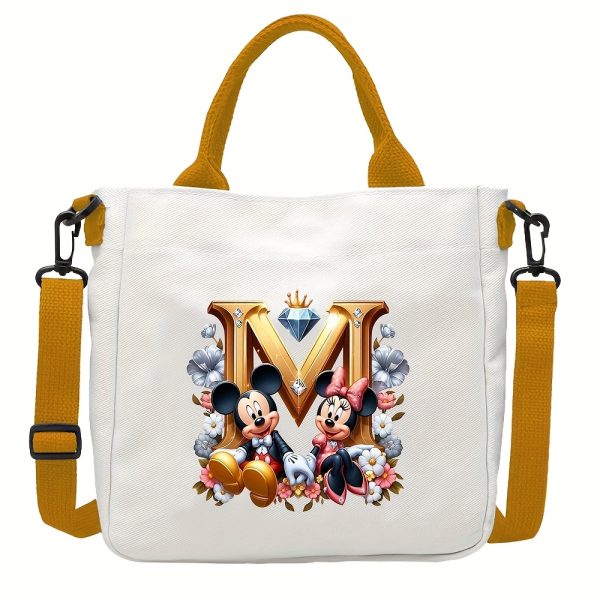 [DISNEY Crossbody Bag] DISNEY Large Capacity Crossbody Bag | White with Golden Lettering, Yellow Adjustable Strap, Durable Commuter & Travel Shoulder Bag for Women, Perfect Birthday Gift, Playful Design, Goldtoned Lettering, Mickey & Minnie Mouse - Image 22