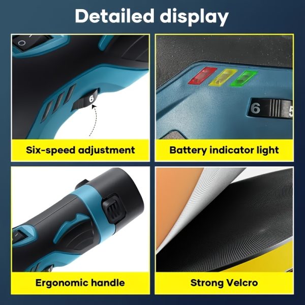 Wireless Car Polishing Machine, 6-speed Adjustable Polishing Machine, With 2 12V Battery, Powerful Portable Track Polishing Machine, Wireless Polishing Machine, Suitable For Car Beauty, Waxing, Polishing, Scratch Removal - Image 7