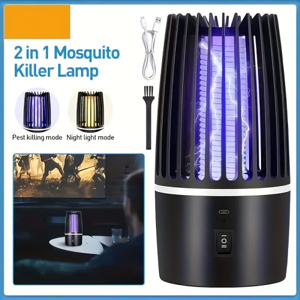 Bug Zapper, Mosquito Zapper Fly Trap Mosquito Killer Lamp USB Electric LED Mute Bed Bug Killer Indoor For Mosquito Insect Gnat Moth Fruit Flies With A Small Brush - Image 3