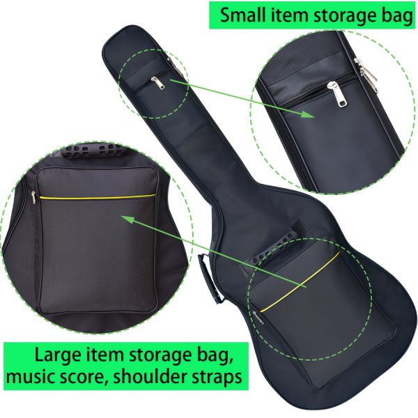 41-Inch Guitar Big Bag, 5mm Padded Oxford Full-Size Durable Guitar Gig Bag, 0.2 Inch Thick Sponge Padding, Adjustable Strap for Acoustic and Electric Guitars - Image 4