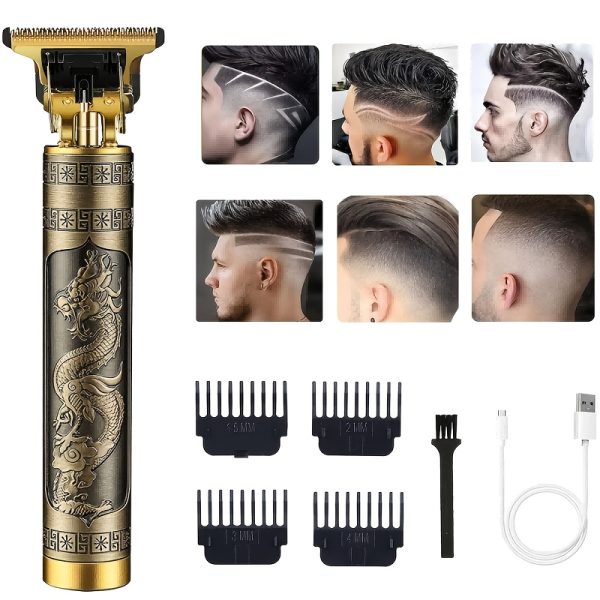 3pcs/se 1pc/sett Men's Professional Golden Hair Clipper & Trimmer Set - USB Rechargeable Hair Cutting Kit with LCD Display Including Electric Shaver, T-Blade Trimmer, 8 Limit Combs, 3 USB Cables, 3 Cleaning Brushes & Combs - The Ideal Gift - Image 10