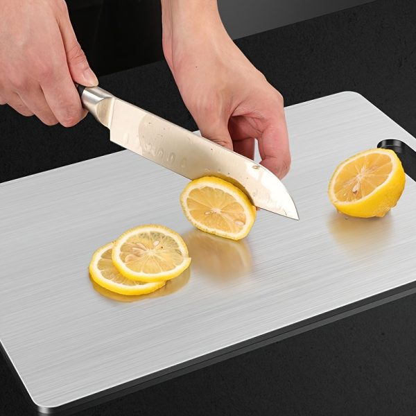 Stainless Steel Cutting Board - Easy to Clean, Dual-Sided Use, Durable, Suitable for All Kitchen Tasks, Food-Safe, Perfect for Chopping, Slicing, and Preparing Meats, Essential Kitchen Essential | Food Prep | Durable Kitchenware Can Hold Approximately 8 Tomatoes - Image 7