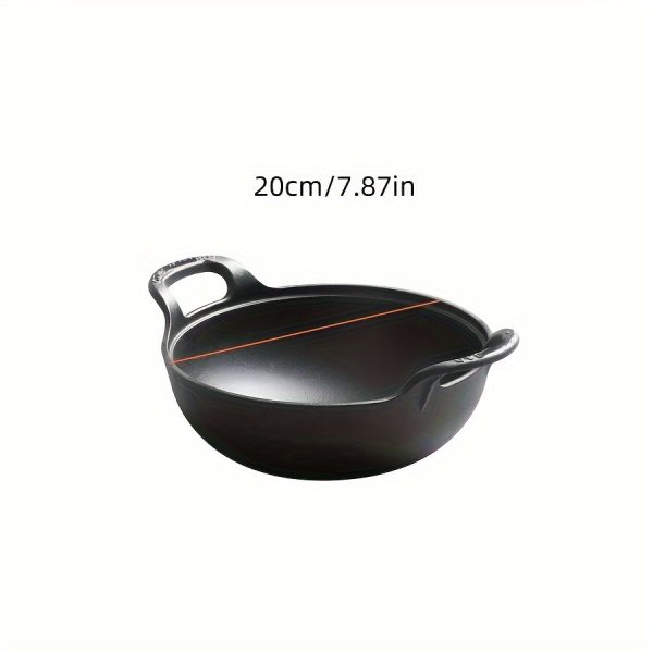 1pc BRODARK Cast Iron Soup Pot - Non-Stick, Rust Resistant, Outdoor Safe Cookware with Handles for Home & Restaurant Use, Ideal for Healthy Dinners - Image 2