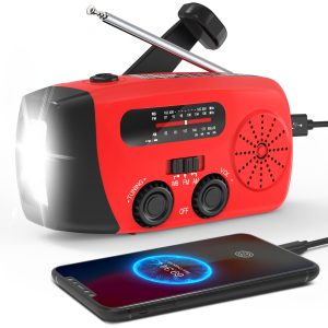 Emergency Radio: Solar-Powered, Power Bank, Hand Crank, AM/FM NOAA Portable Weather Radio, 2000 MAh Mobile Power, USB Charging, Solar, With LED Flashlight, Hurricane