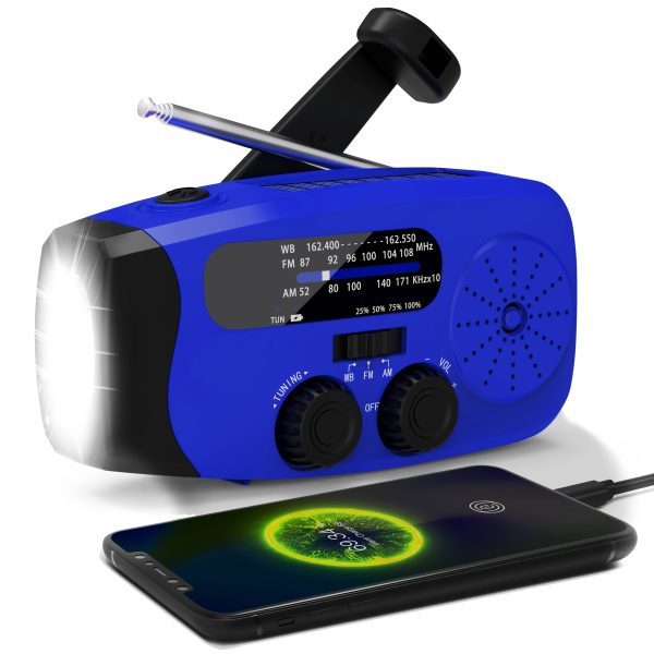 Emergency Radio: Solar-Powered, Power Bank, Hand Crank, AM/FM NOAA Portable Weather Radio, 2000 MAh Mobile Power, USB Charging, Solar, With LED Flashlight, Hurricane - Image 4
