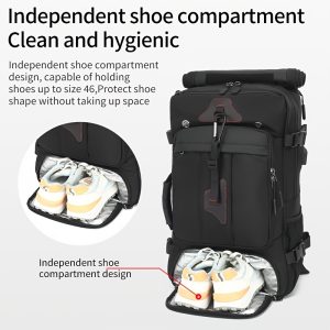 Men's Convertible Travel Backpack - Lightweight Carry-On Laptop Bag with 15.6" Laptop compartment, Expandable Shoe storage, Durable Polyester Construction, Adjustable Shoulder Straps & Side Pockets - Convertible Duffle for Business, Gym, Airplane, Hiking - All-in-One Backpack for Frequent Travelers, Business Trip, Sporty Look, Reinforced Stitching, Zippered Pockets, Frequent Flyer