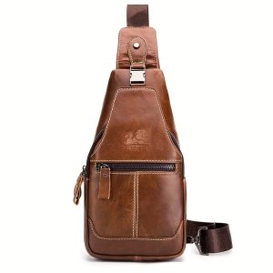 [New Leather Chest Bag] 2024 New Large Capacity Pure Leather Men's Chest Bag | First Layer Cowhide Crossbody Bag