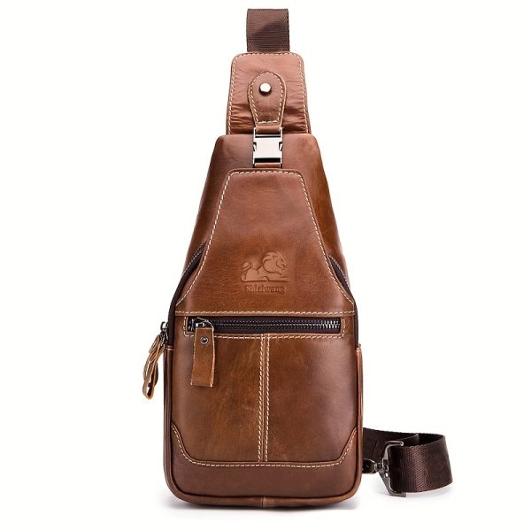 [New Leather Chest Bag] 2024 New Large Capacity Pure Leather Men's Chest Bag | First Layer Cowhide Crossbody Bag